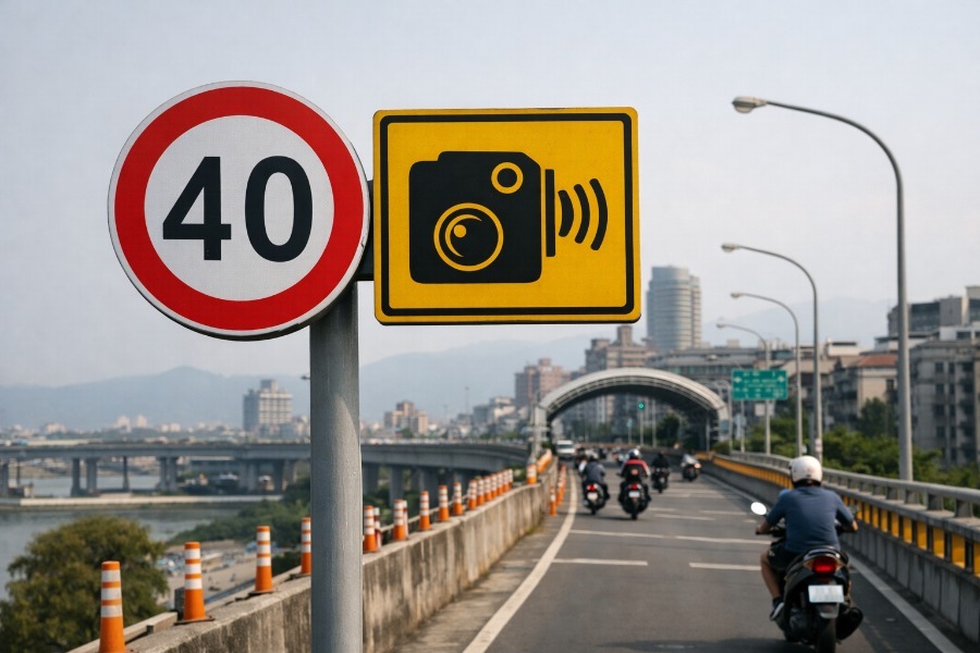 我騎車經過台北橋才發現，測速照相限速根本很難分辨