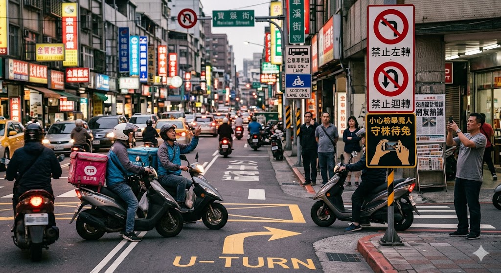 三重重新路驚見交通陷阱!禁止左轉又禁迴轉?小心檢舉魔人守株待兔